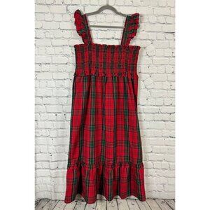 Nicole Miller Red and Green Plaid Midi Dress